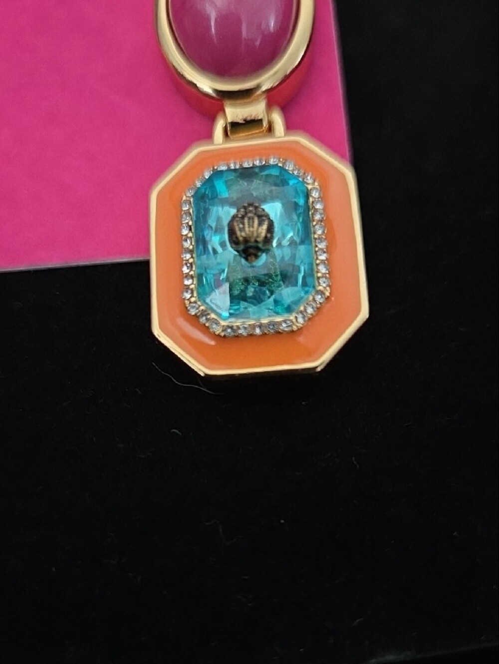 NWT Kurt Geiger London Signature Stone Gem Drop Earrings - Colorful Gold - Picture 6 of 9